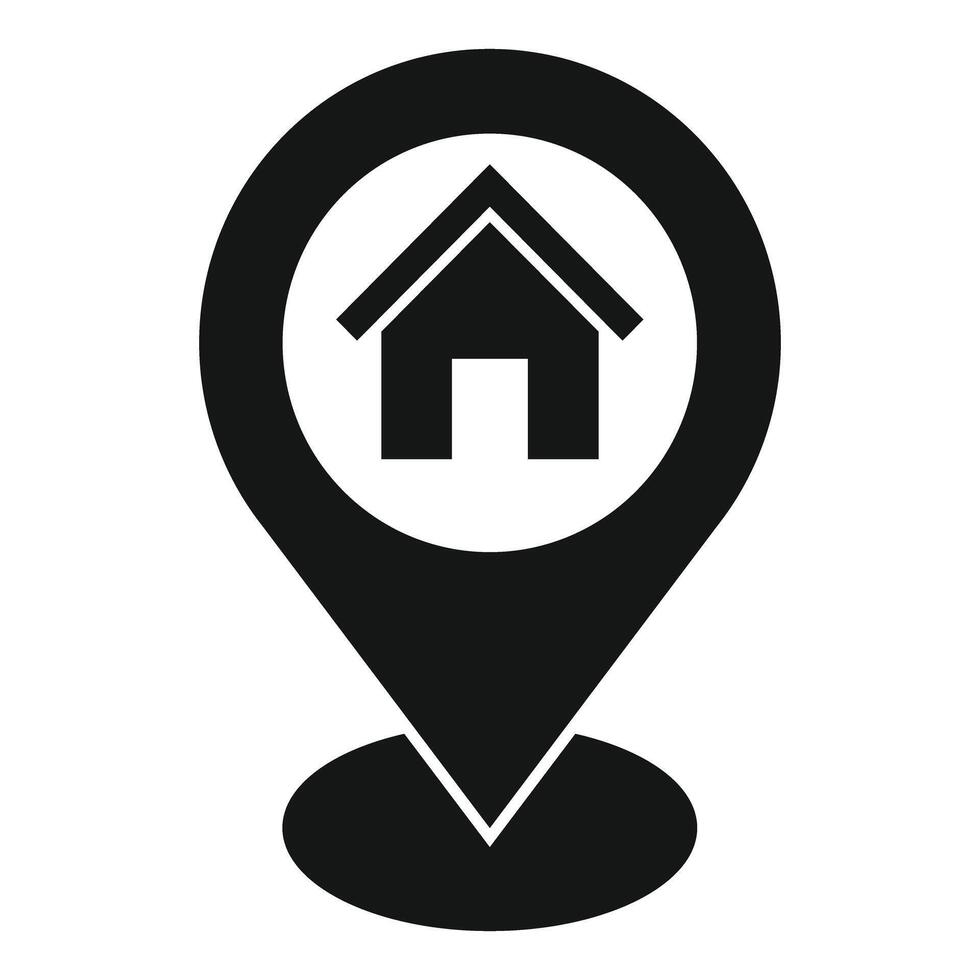 Black map pin pointing home location icon vector