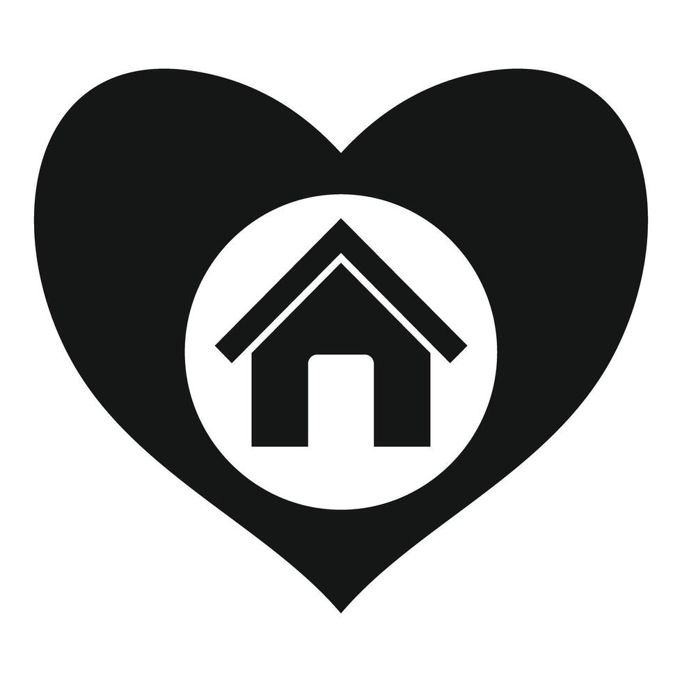 Black heart shape surrounding house icon showing love of home vector