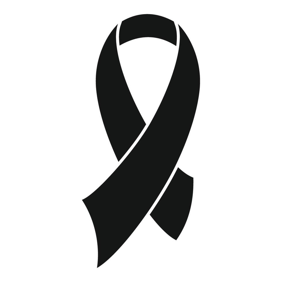 Black ribbon representing mourning and melanoma support vector