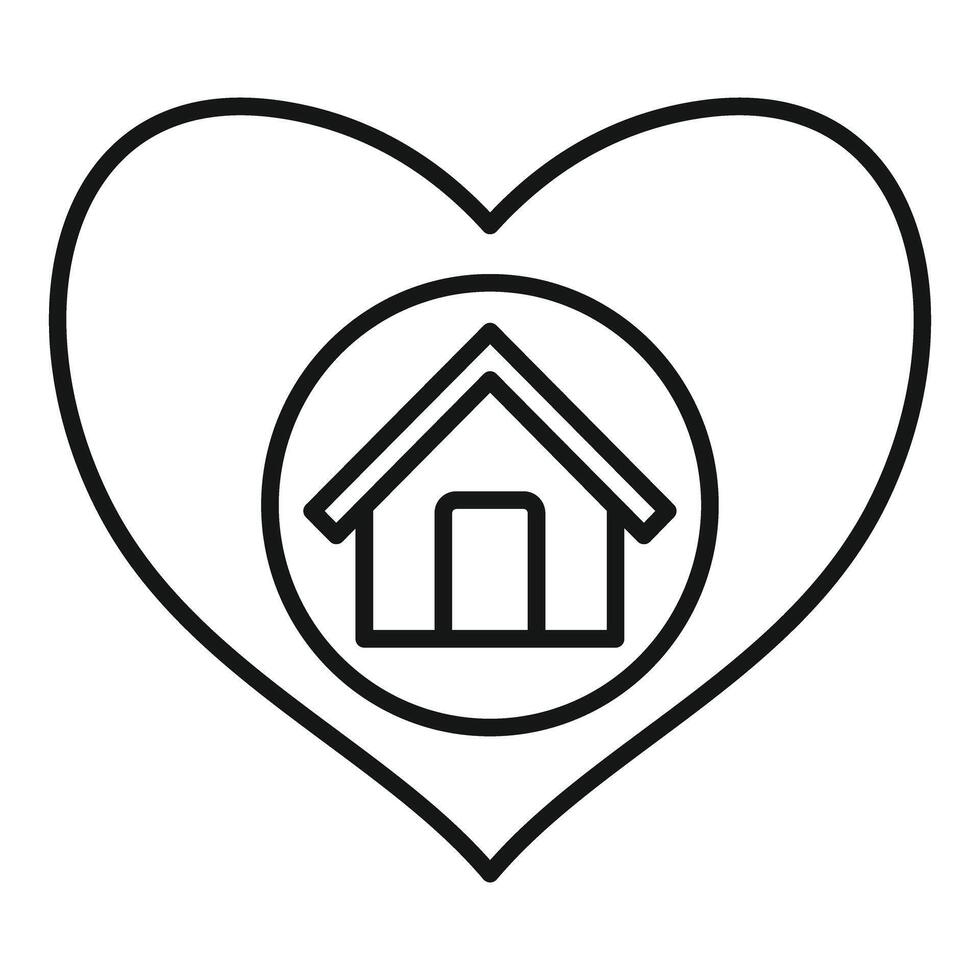 Big heart is protecting small house icon vector