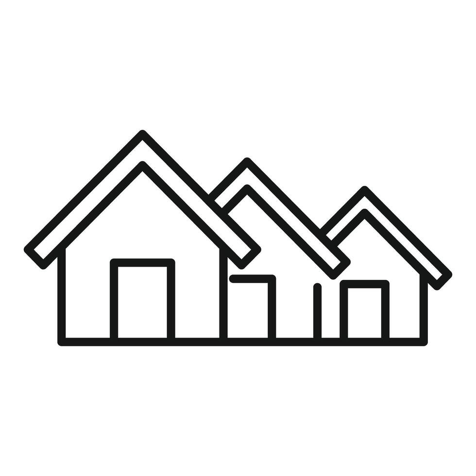 Line style icon representing three houses standing next to each other vector