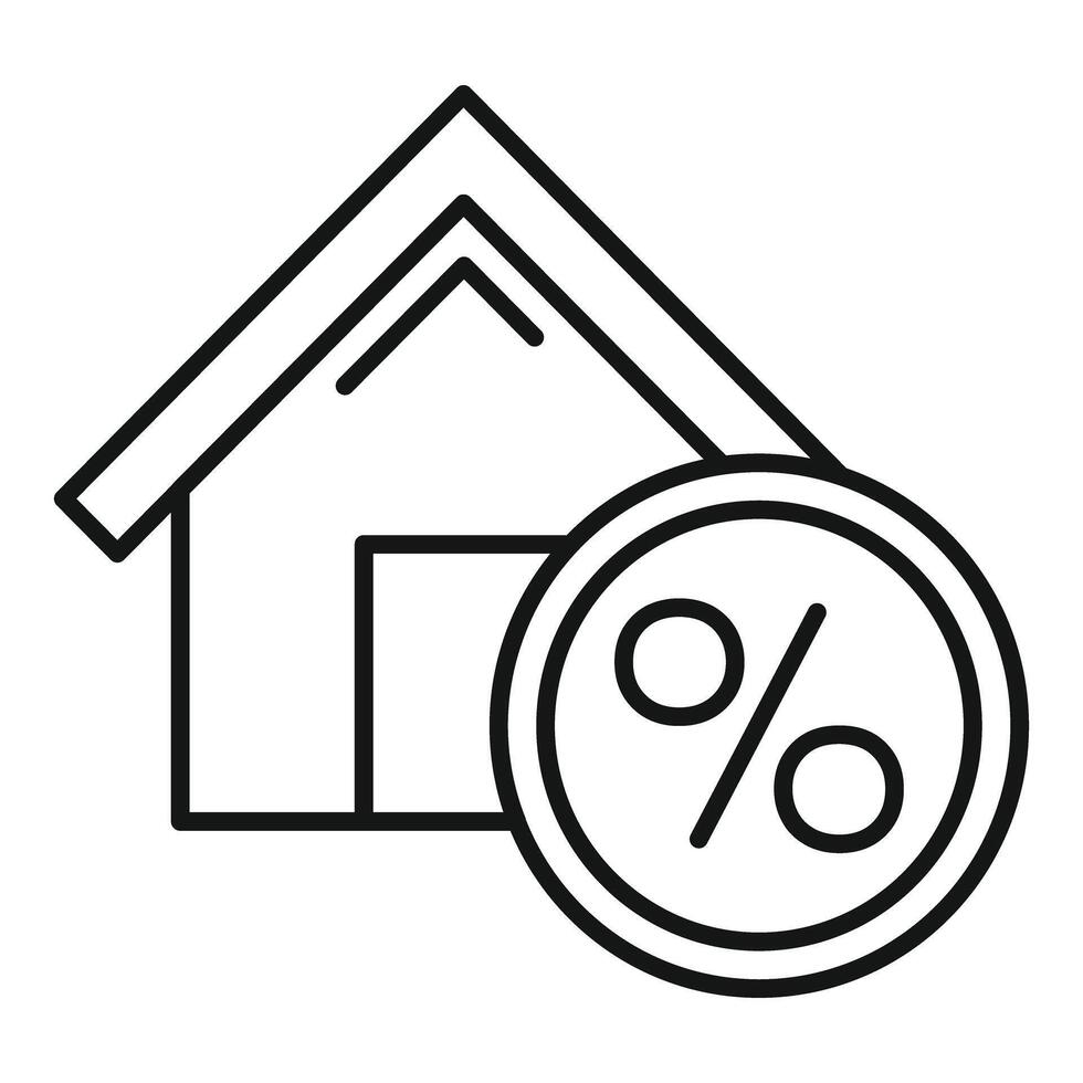 House building with percent symbol representing mortgage rates vector