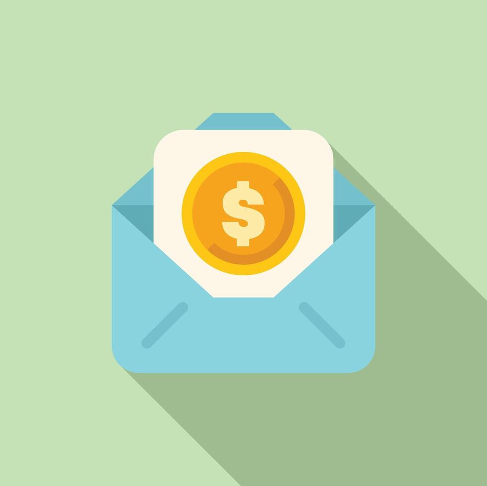 Blue envelope containing money representing online payment methods vector