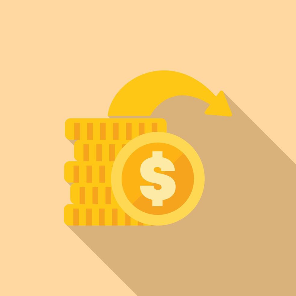 Stack of gold coins decreasing, money loss, financial crisis concept vector
