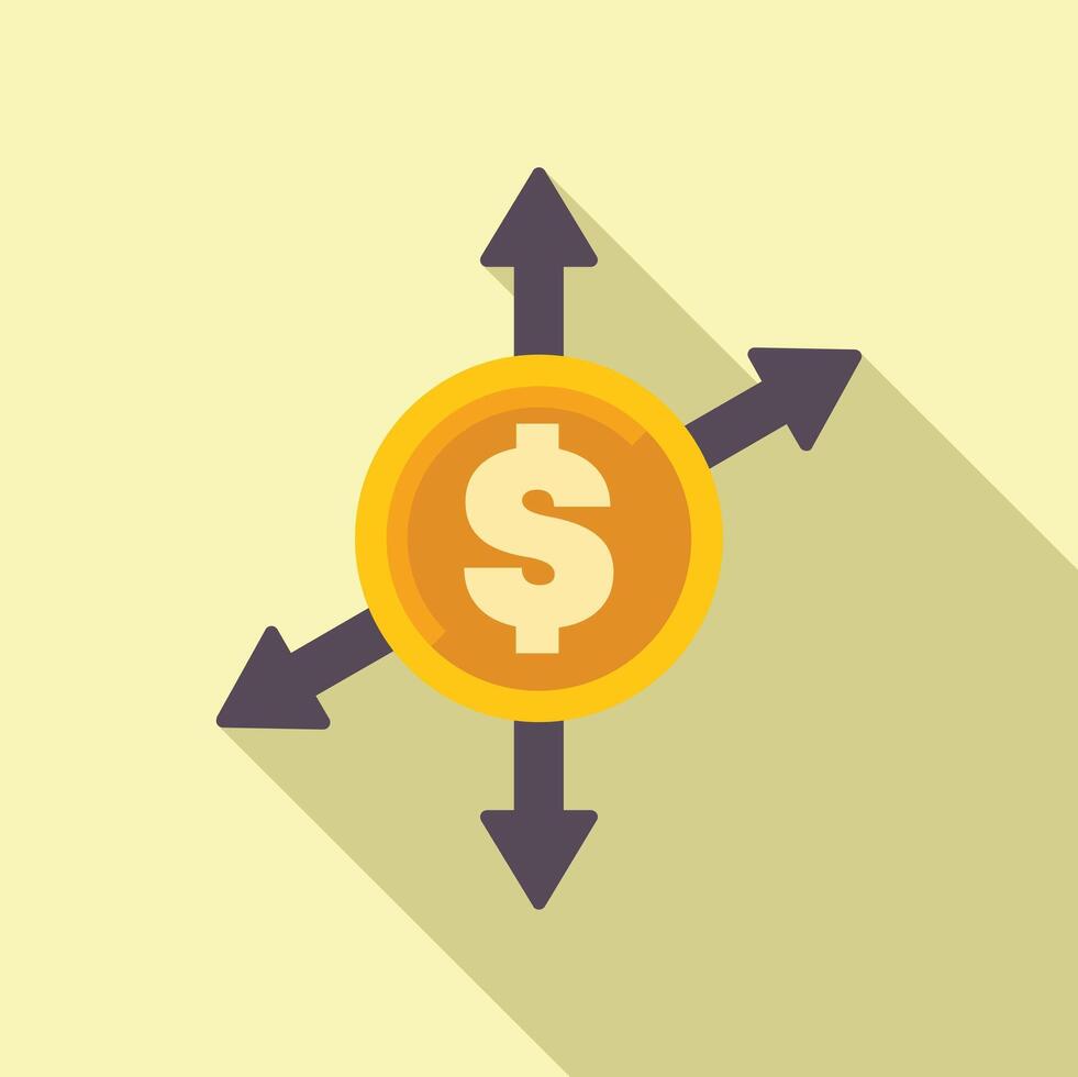 Dollar coin with arrows pointing up and down indicating market volatility vector