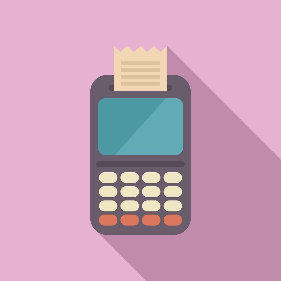 Point of sale terminal printing receipt on pink background vector