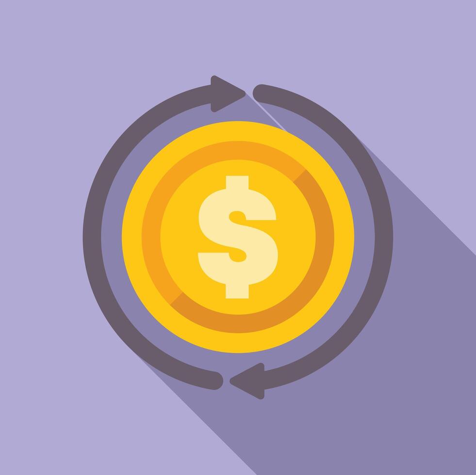 Money circulation concept with rotating dollar coin and arrows vector