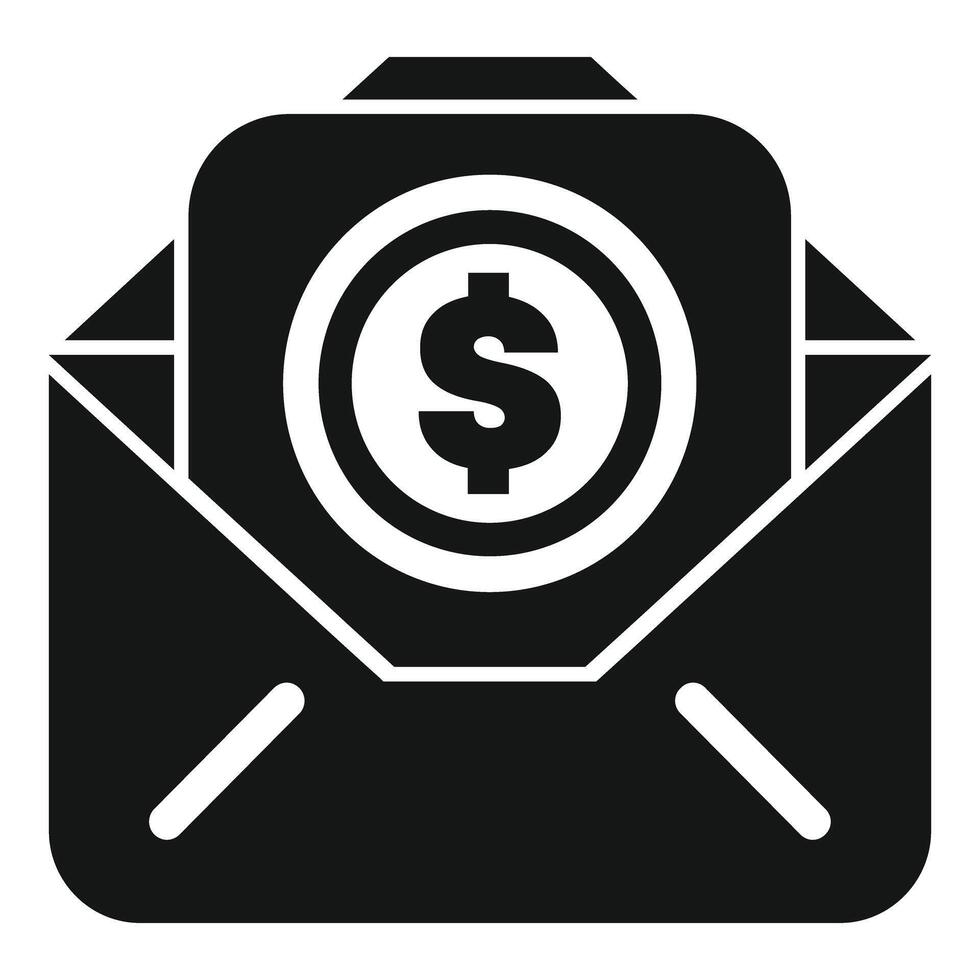 Envelope containing money icon, business cash transfer symbol vector