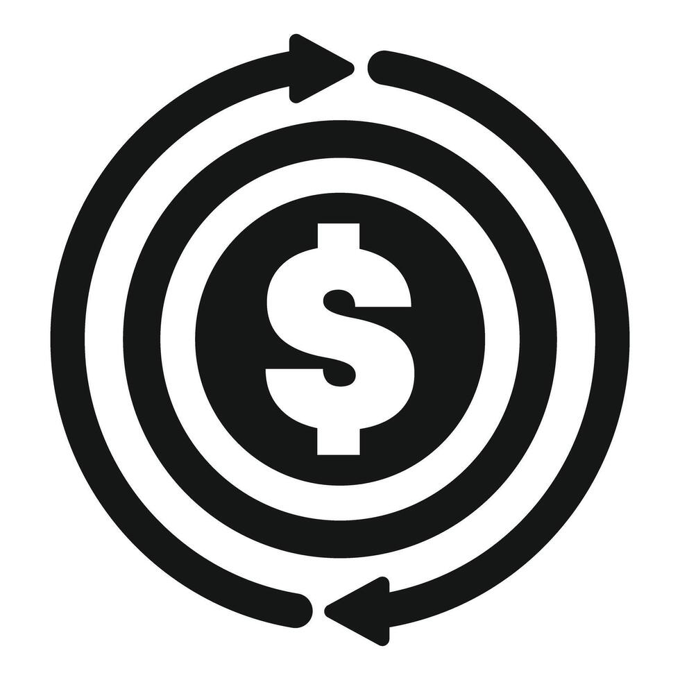 Money turnover icon showing rotating arrows around dollar sign vector