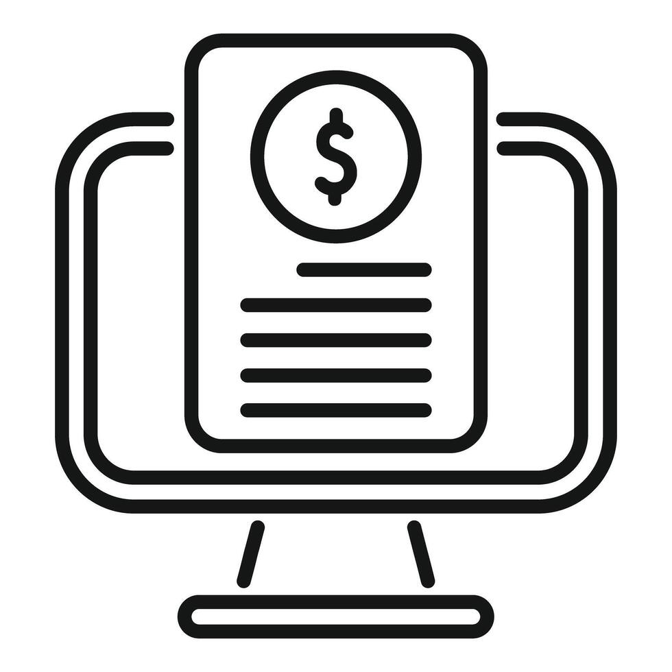 Computer showing online payment invoice with dollar currency symbol vector