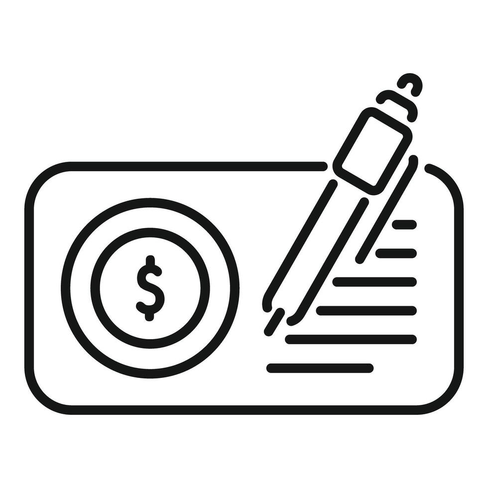 Businessman signing a check with a pen for payment vector