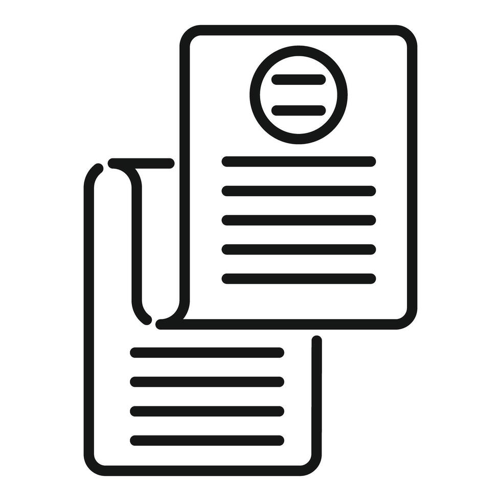 Line icon style illustration of two documents representing a contract vector