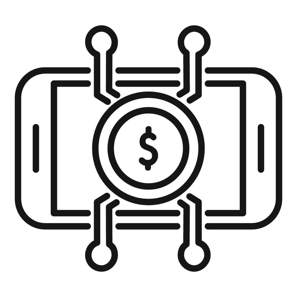 Mobile banking app showing financial transaction with dollar coin vector