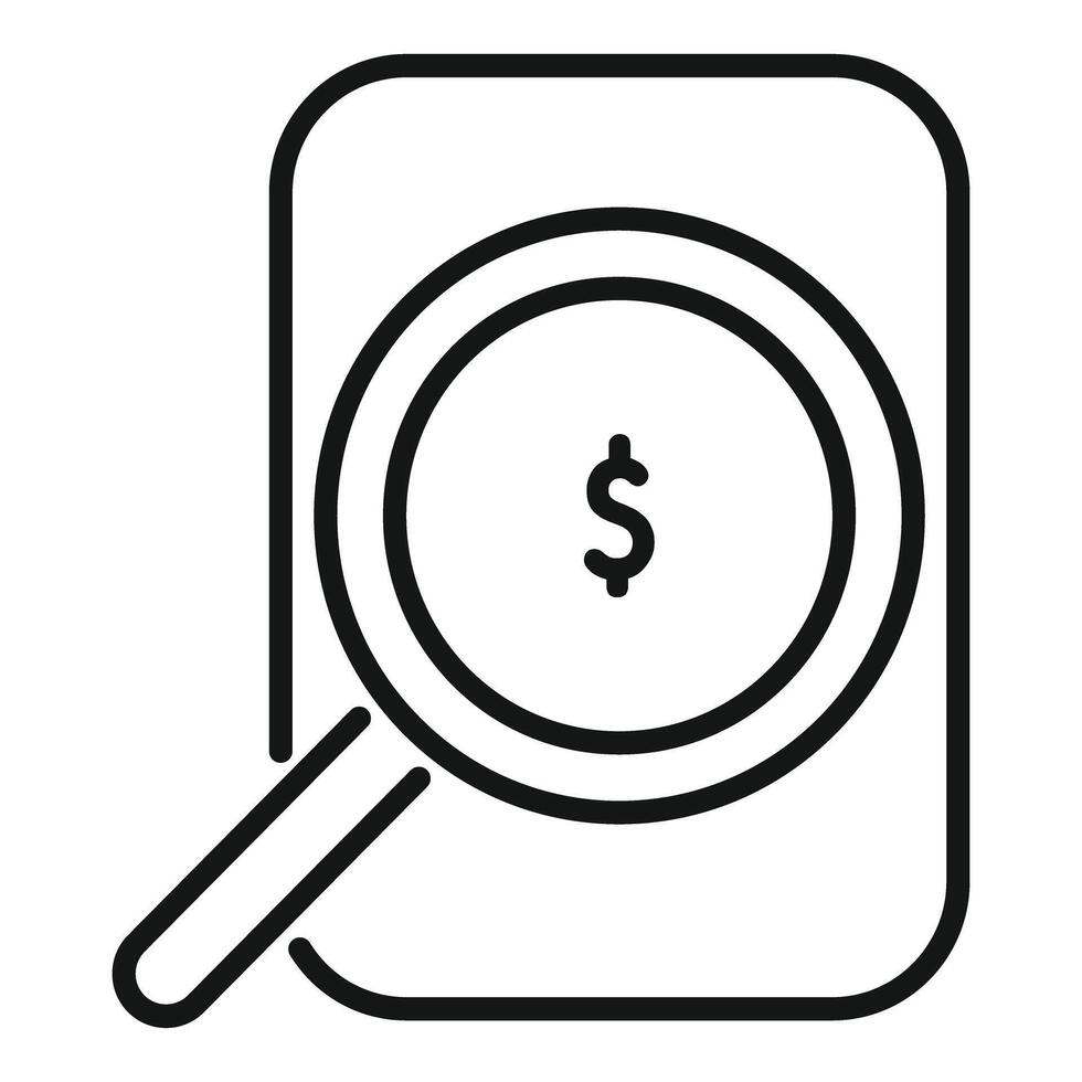 Magnifying glass focusing on money, searching for investment opportunity vector