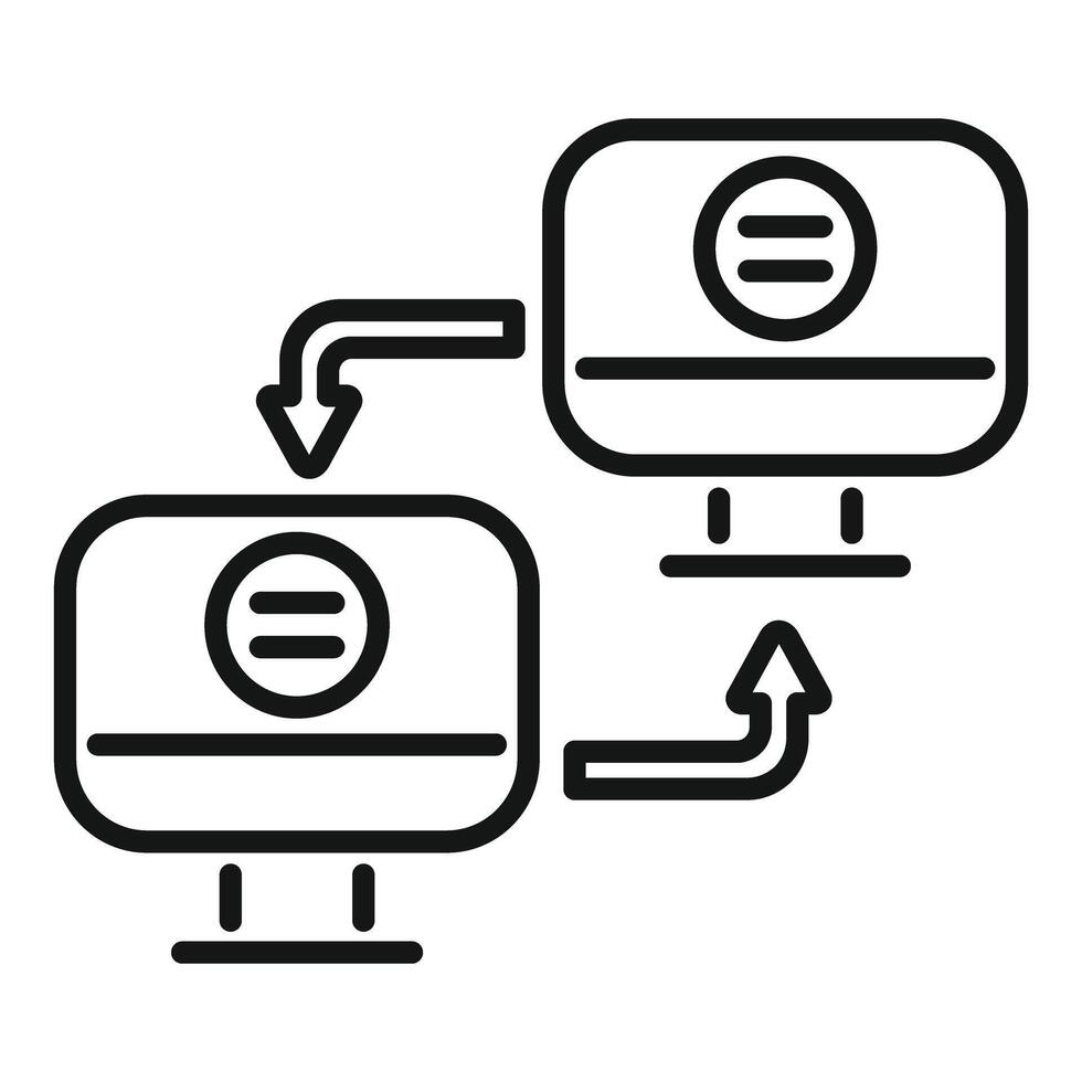Two computers exchanging data transferring files through network vector