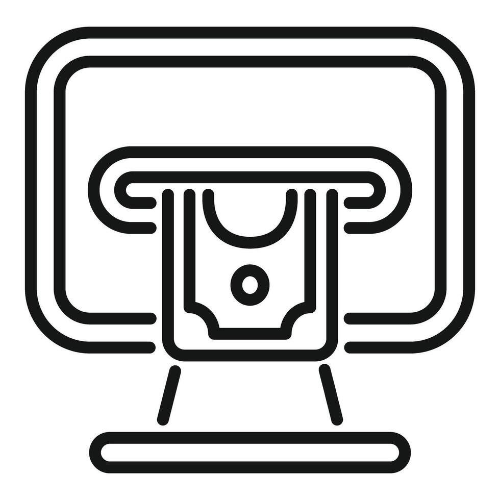 Atm cash machine accepting banknote icon vector