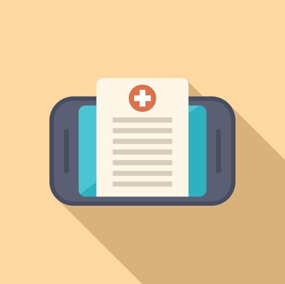 Smartphone showing medical record with cross symbol, online healthcare concept vector