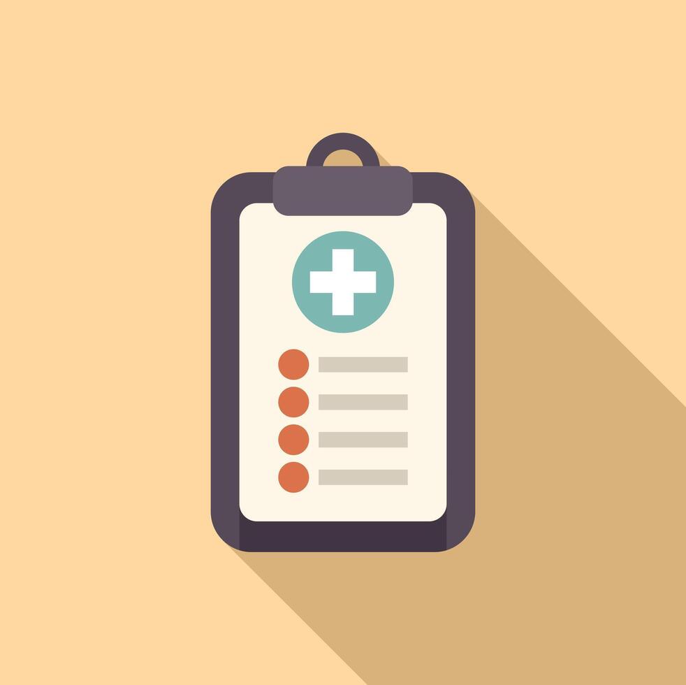 Medical report on clipboard with cross symbol indicating healthcare and diagnosis vector