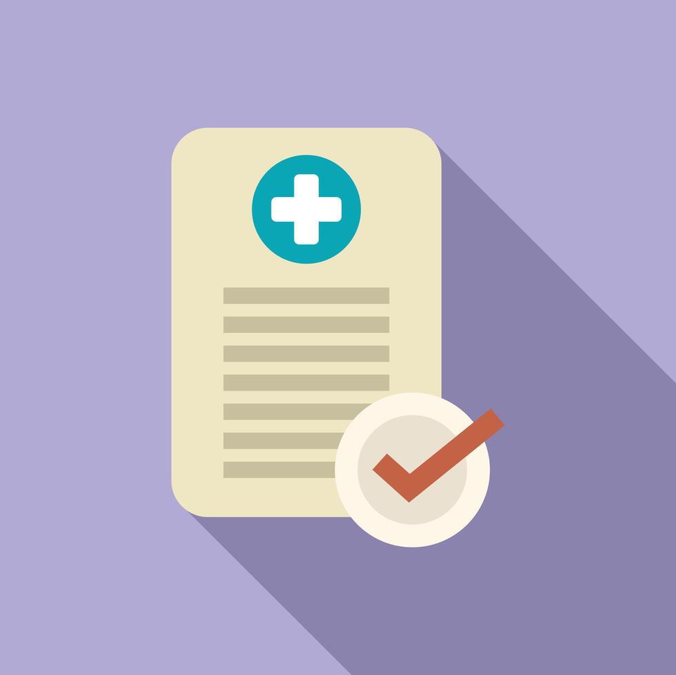Medical prescription document with check mark showing successful treatment vector