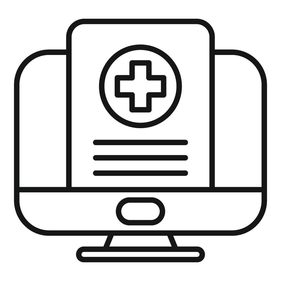 Online medical consultation presenting medical information on computer screen vector