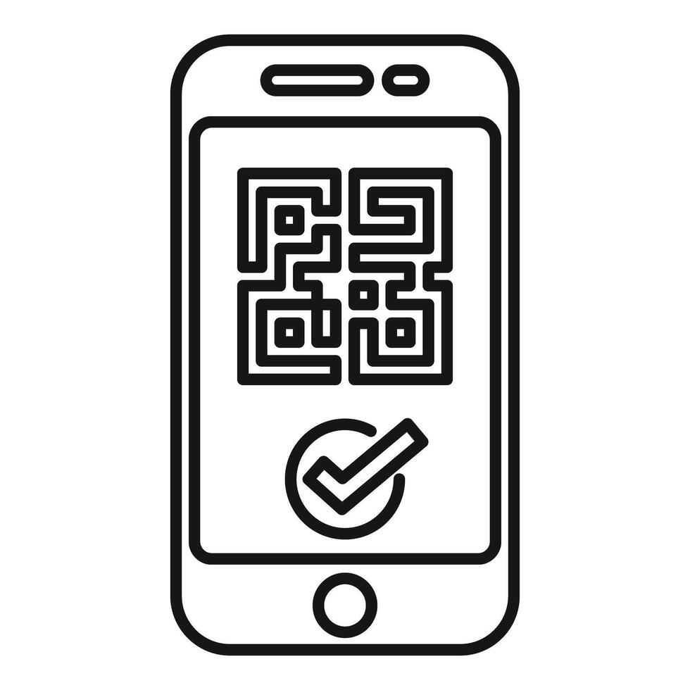 Smartphone scanning qr code with checkmark icon confirming successful scan vector