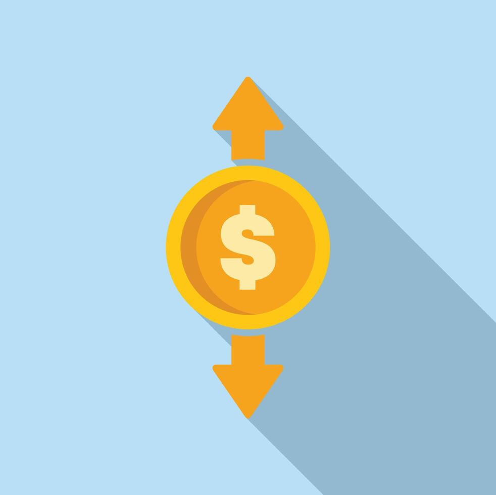 Dollar coin with up and down arrows representing market volatility vector