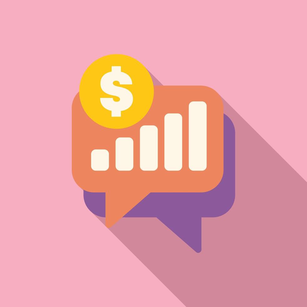 Speech bubble showing increasing bar graph with dollar sign, financial success concept vector