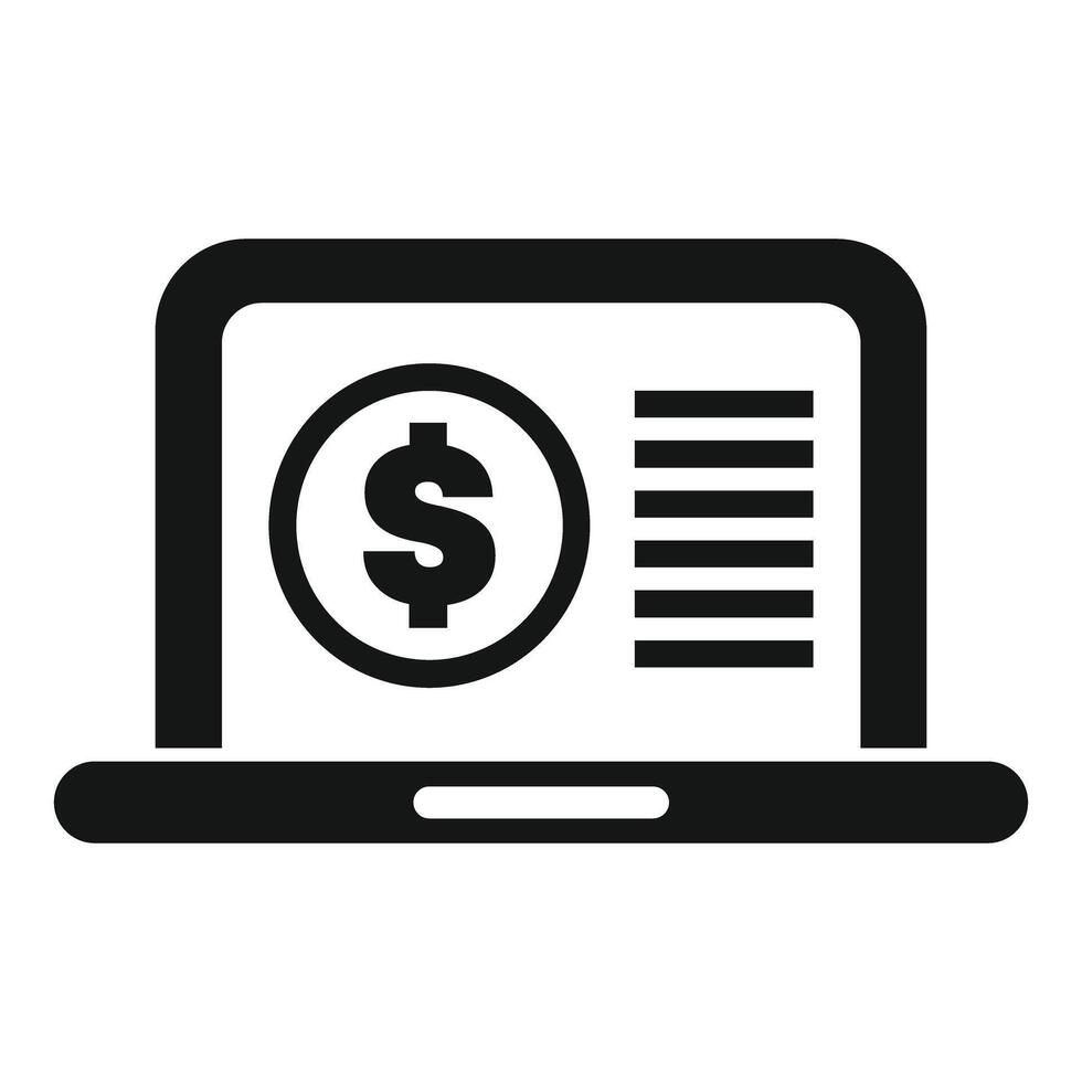 Laptop showing online payment system with dollar sign and bill icon vector