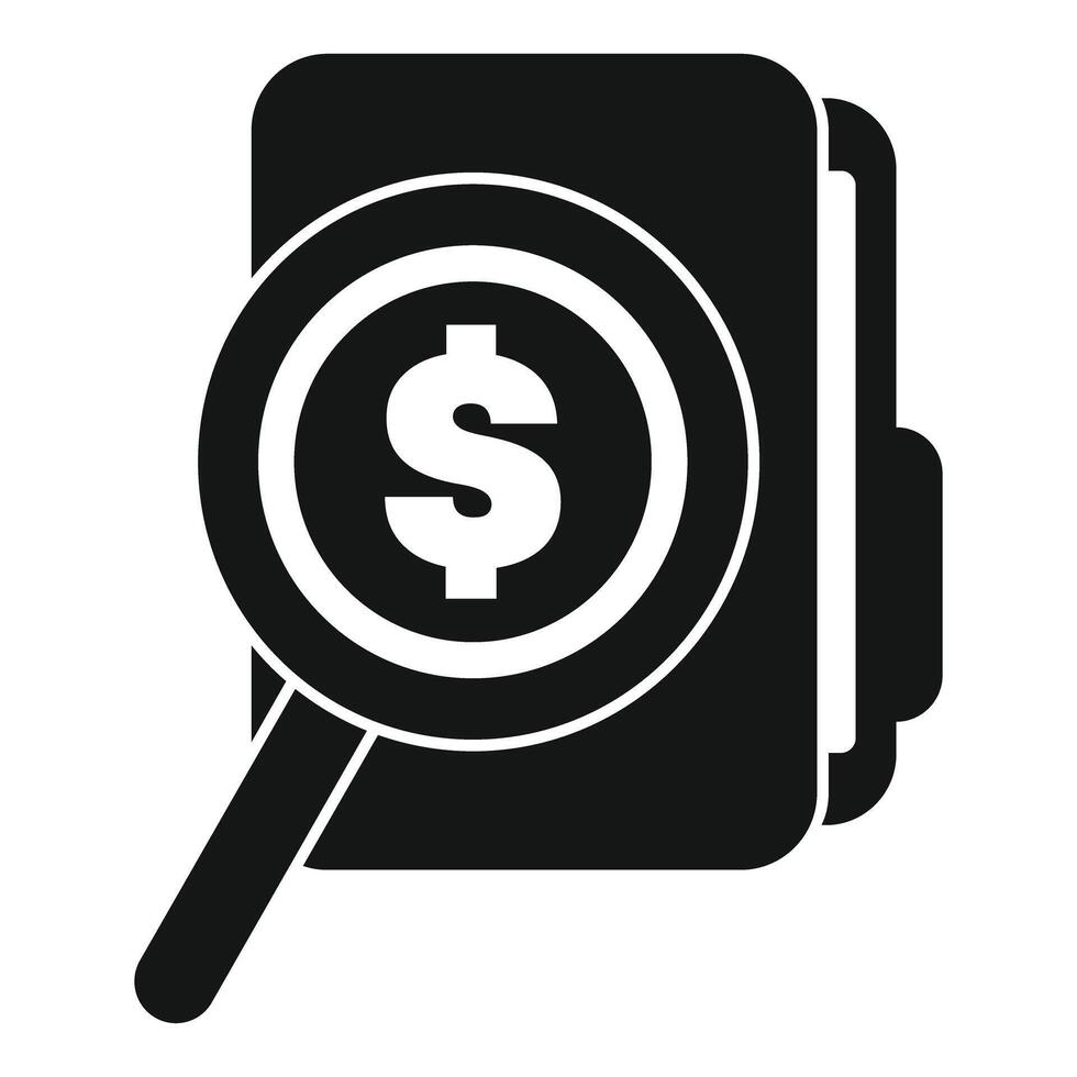 Magnifying glass searching for dollar currency in folder icon vector
