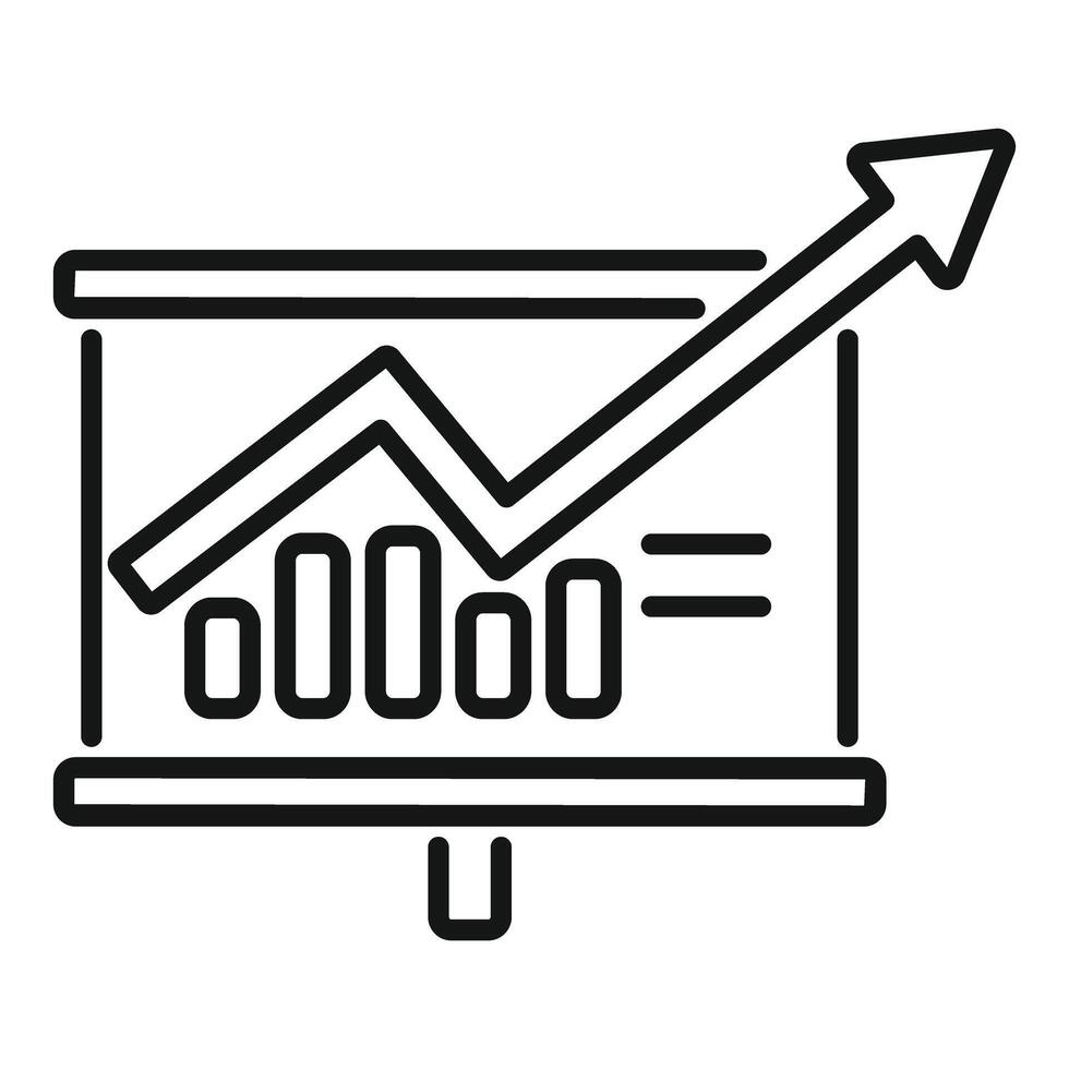 Flip chart with growing up arrow showing business success presentation vector