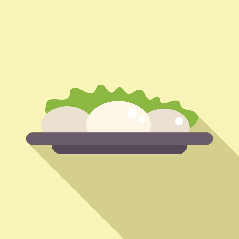 Plate of mozzarella cheese balls with basil leaves illustration vector