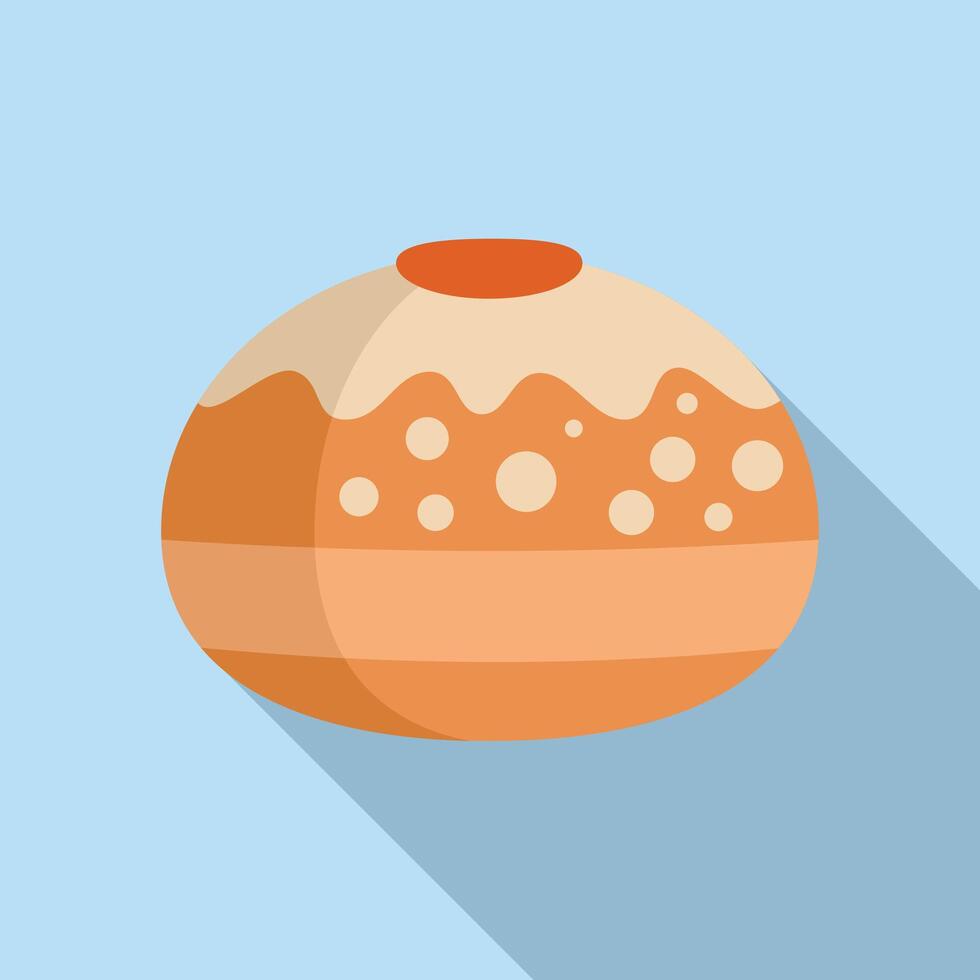 Round challah bread with icing drizzled on top for rosh hashanah vector