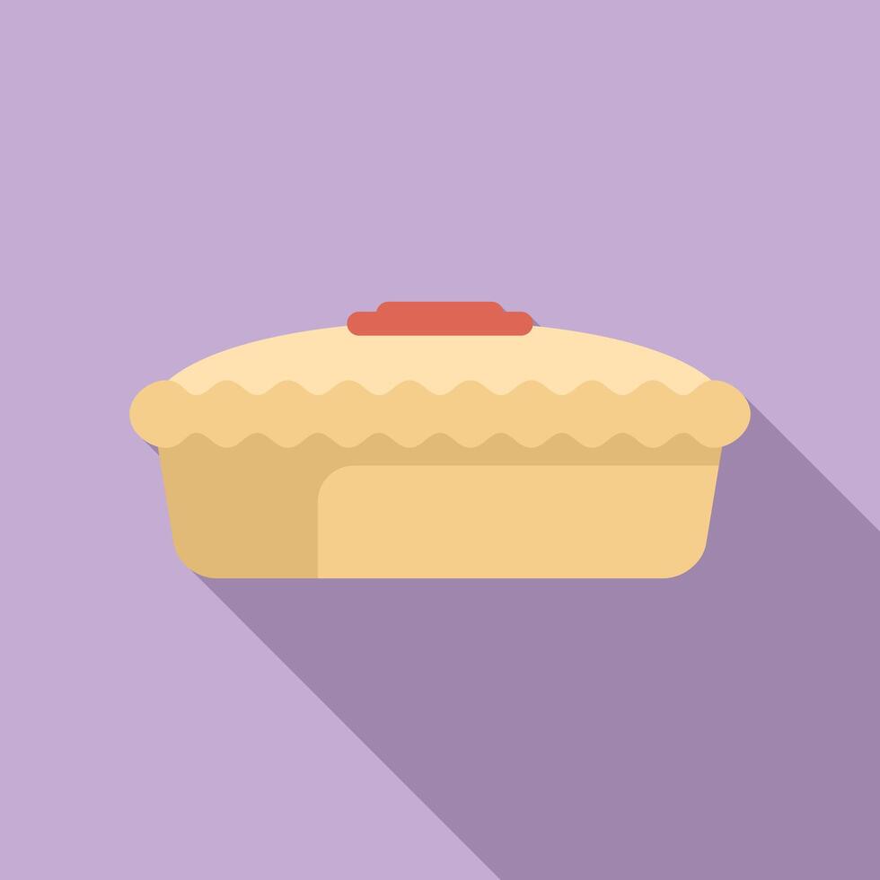 Delicious pie baking in a pan with long shadow vector