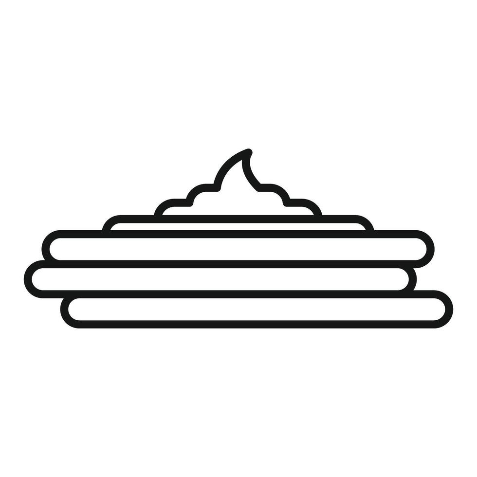 Delicious cream being spread on a stack of pancakes icon vector