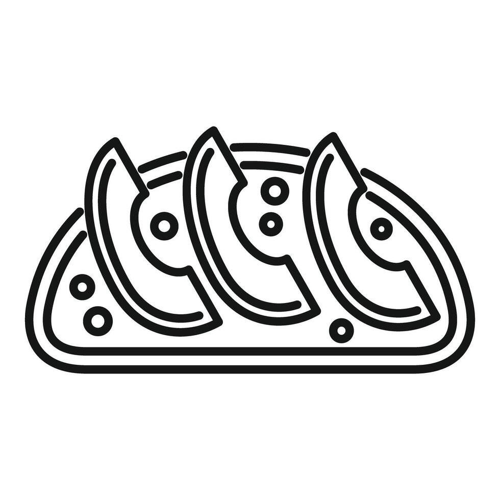 Avocado toast with spices minimalist line art icon representing healthy eating vector