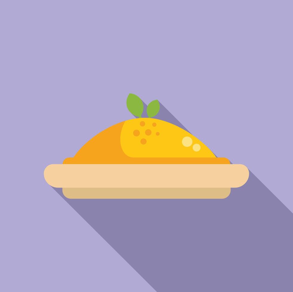 Delicious shepherd's pie lying on a plate with long shadow vector