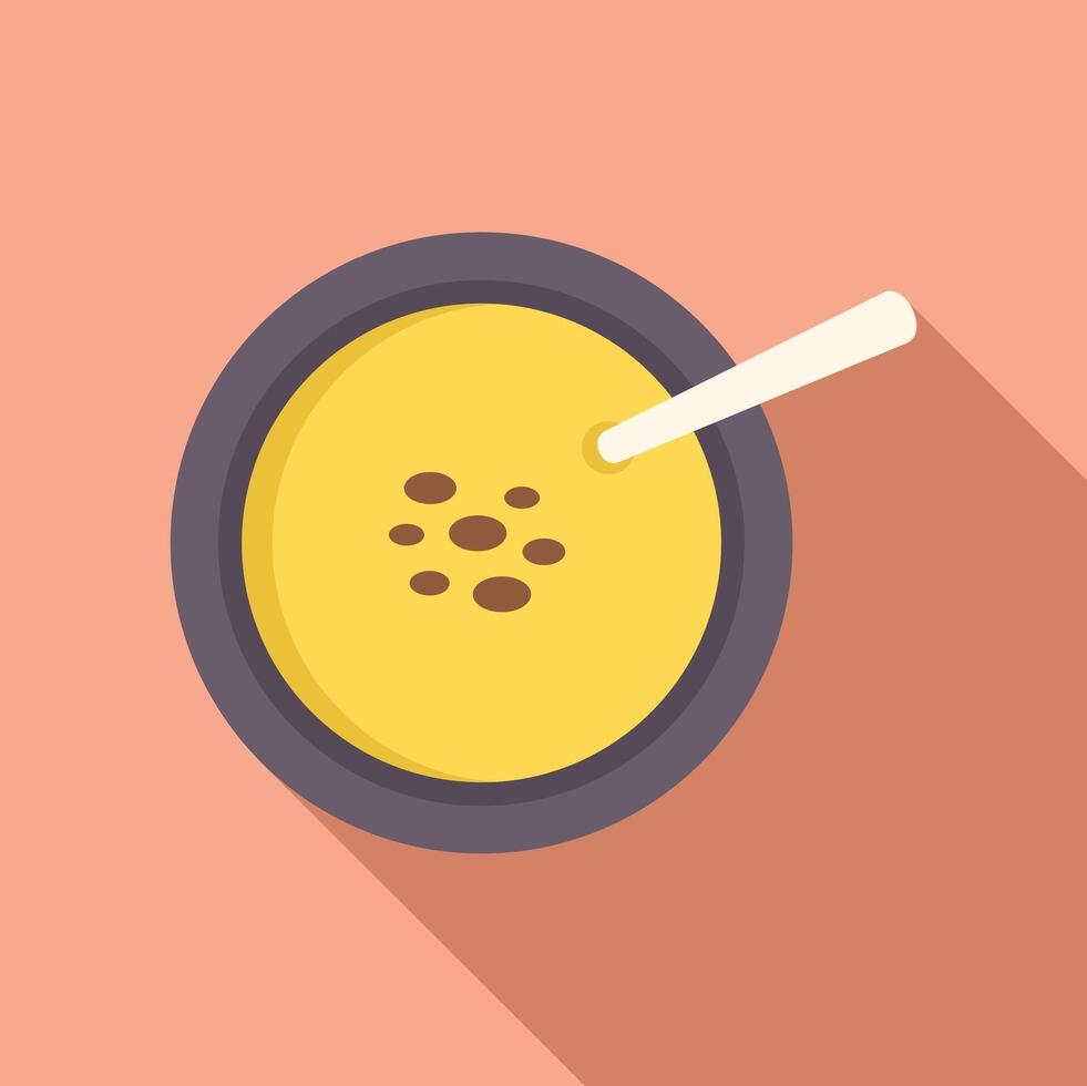 Bowl of soup with seeds on a pink background minimalist illustration vector