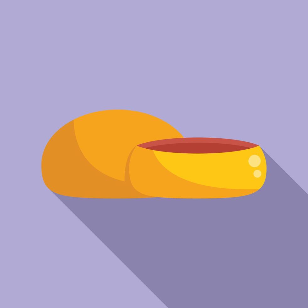Round bread loaf being cut open with knife icon vector