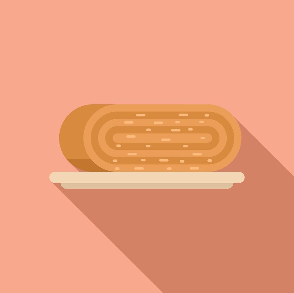 Swiss roll cake lying on plate minimalist illustration vector
