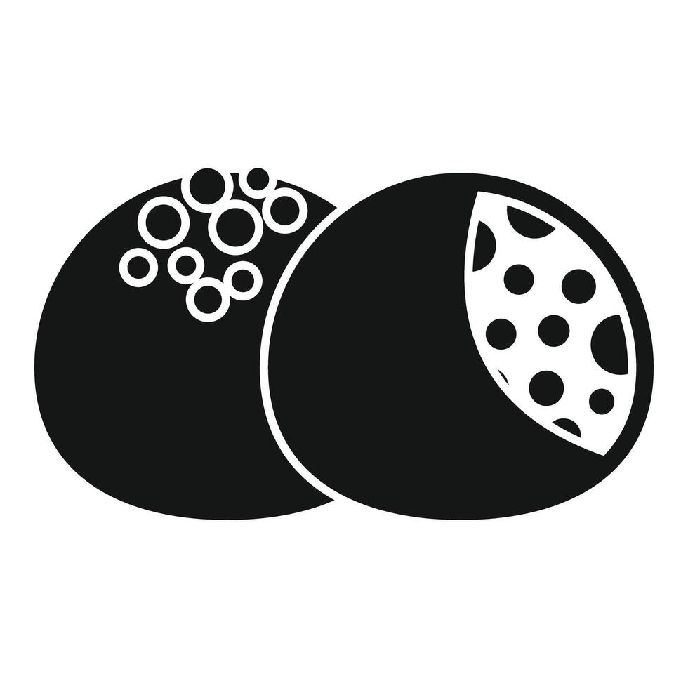 Black and white icon style illustration of a traditional japanese mochi dessert food vector