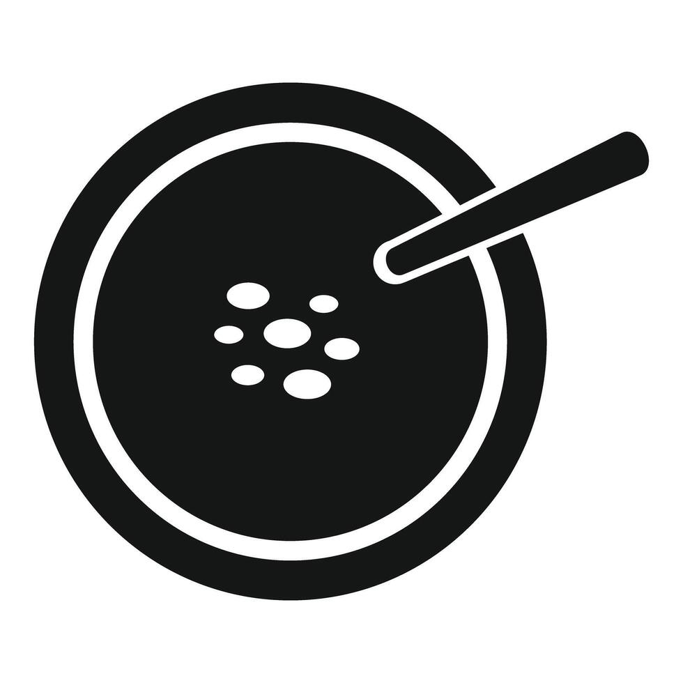 Scientist analyzing petri dish with bacteria sample using pipette vector