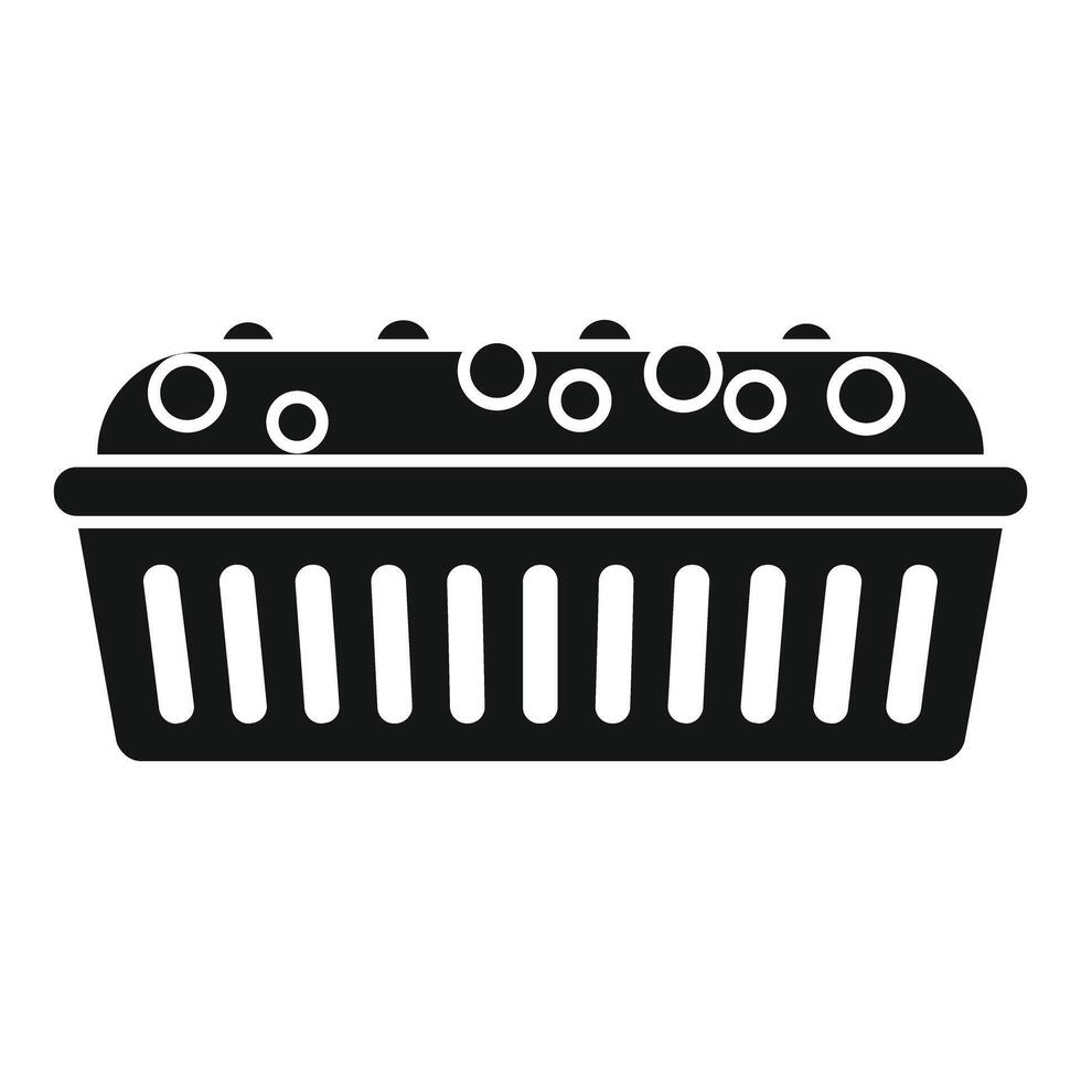 Plastic basket full of soapy water and soap bubbles for laundering vector