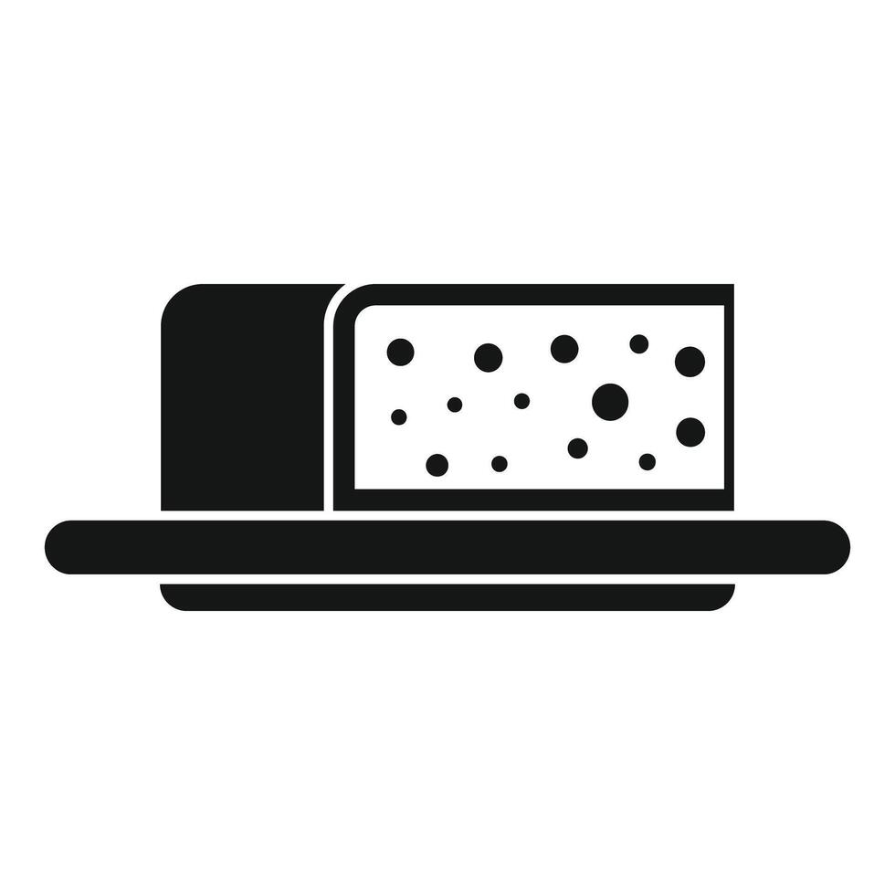 Piece of swiss cheese lying on plate icon vector
