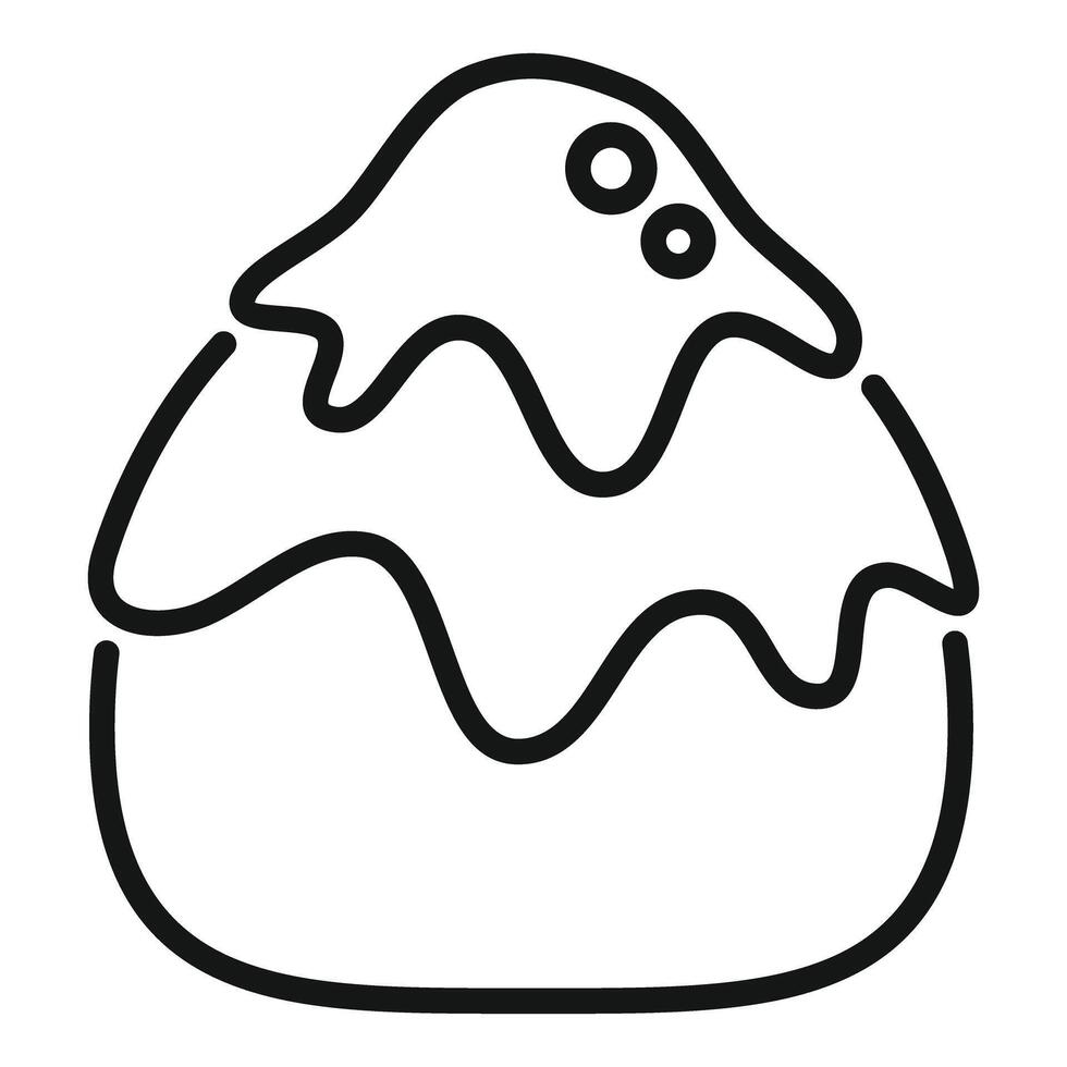 Delicious round cake with cream topping dripping icon outline vector