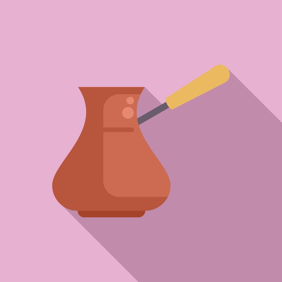 Traditional turkish coffee pot being stirred with wooden spoon vector