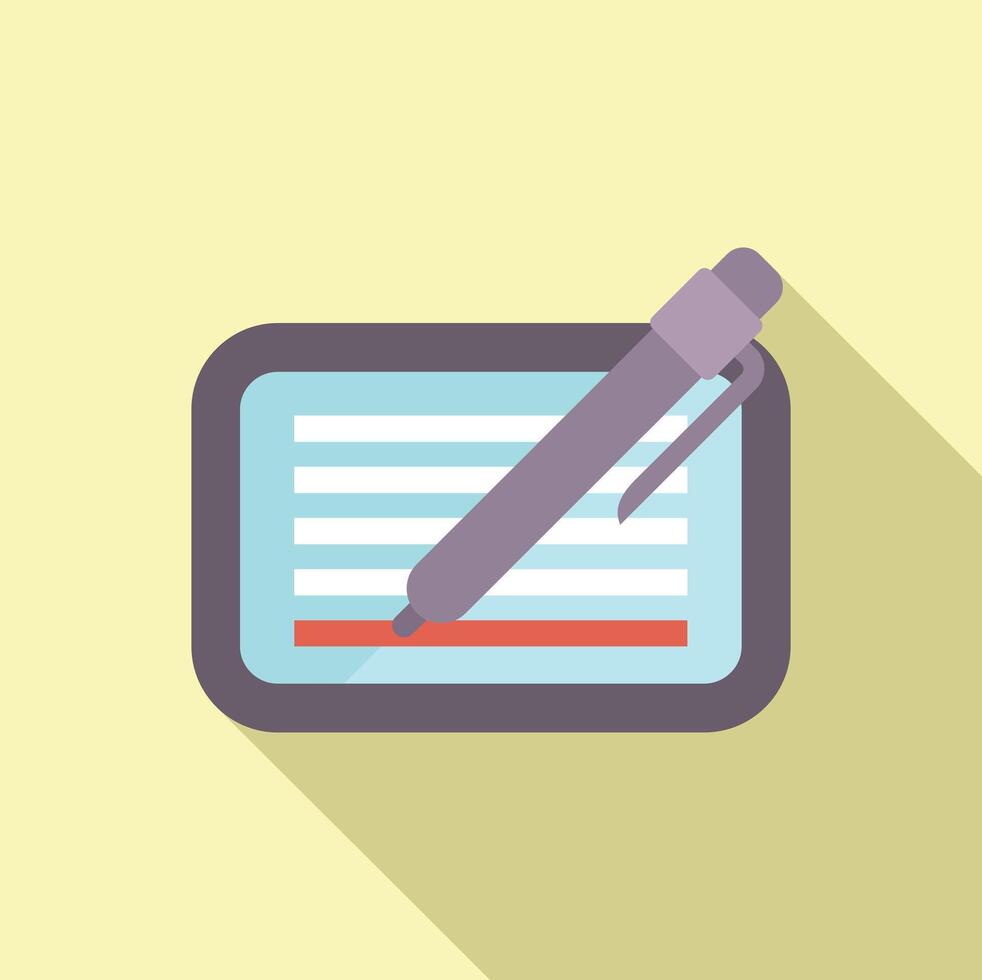 Pen is signing a document on a tablet vector