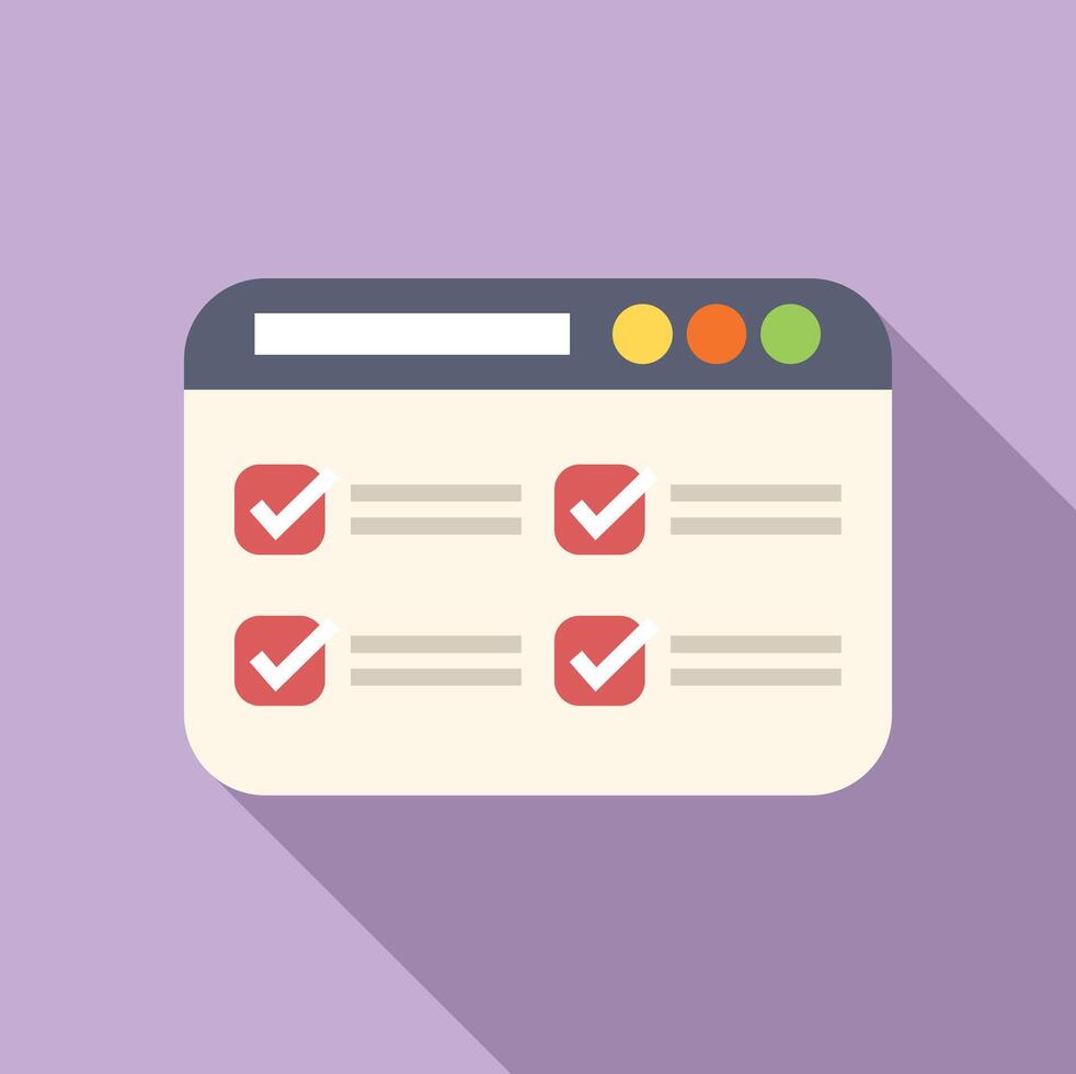 Web browser showing completed online survey with check marks vector