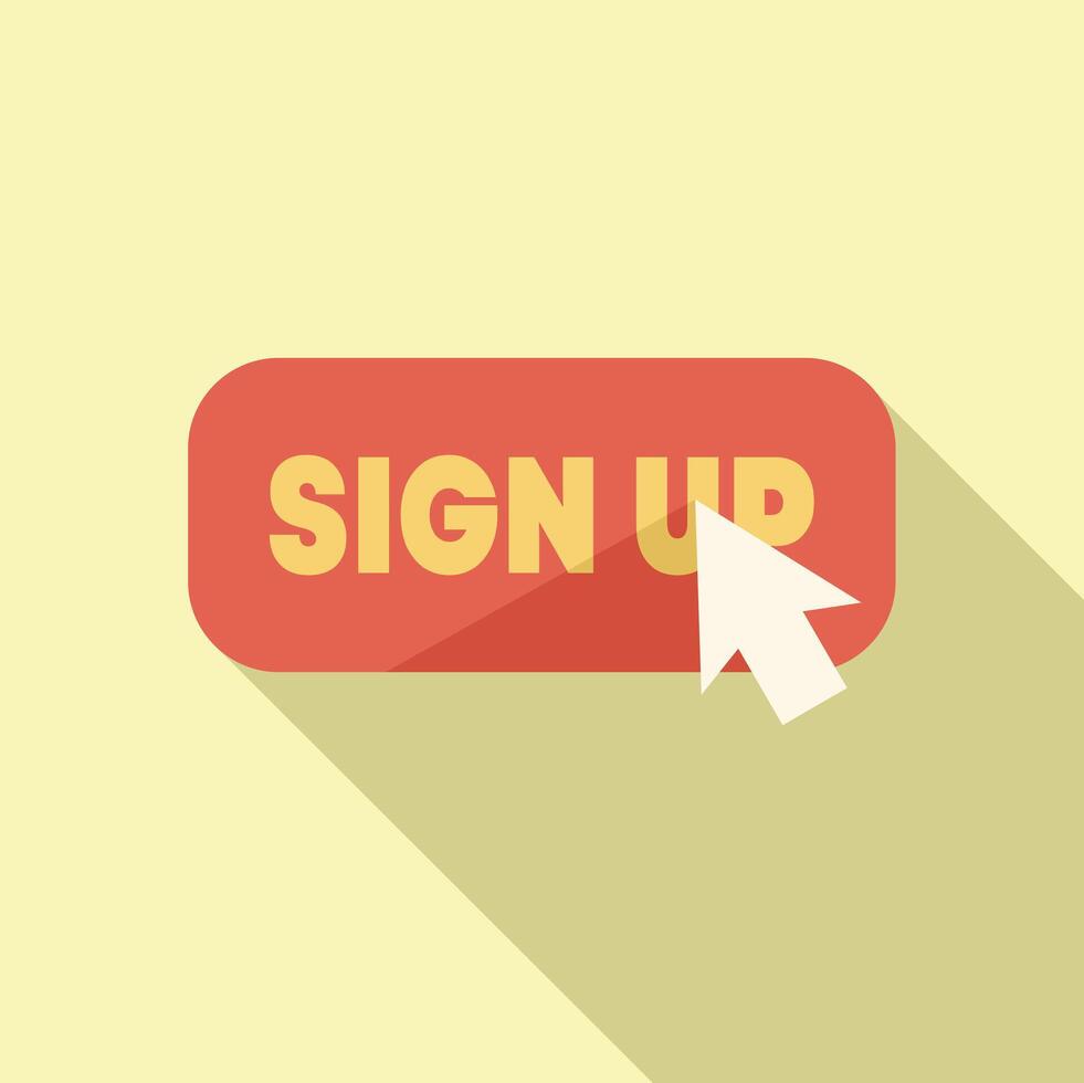 Mouse cursor clicking sign up button online registration vector