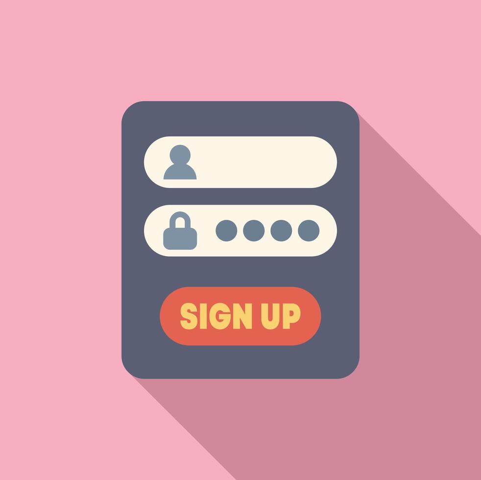 Online registration form is displaying on a smartphone screen vector