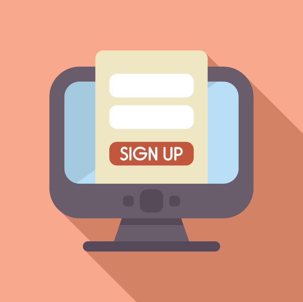 Computer displaying online sign up form for website subscription vector
